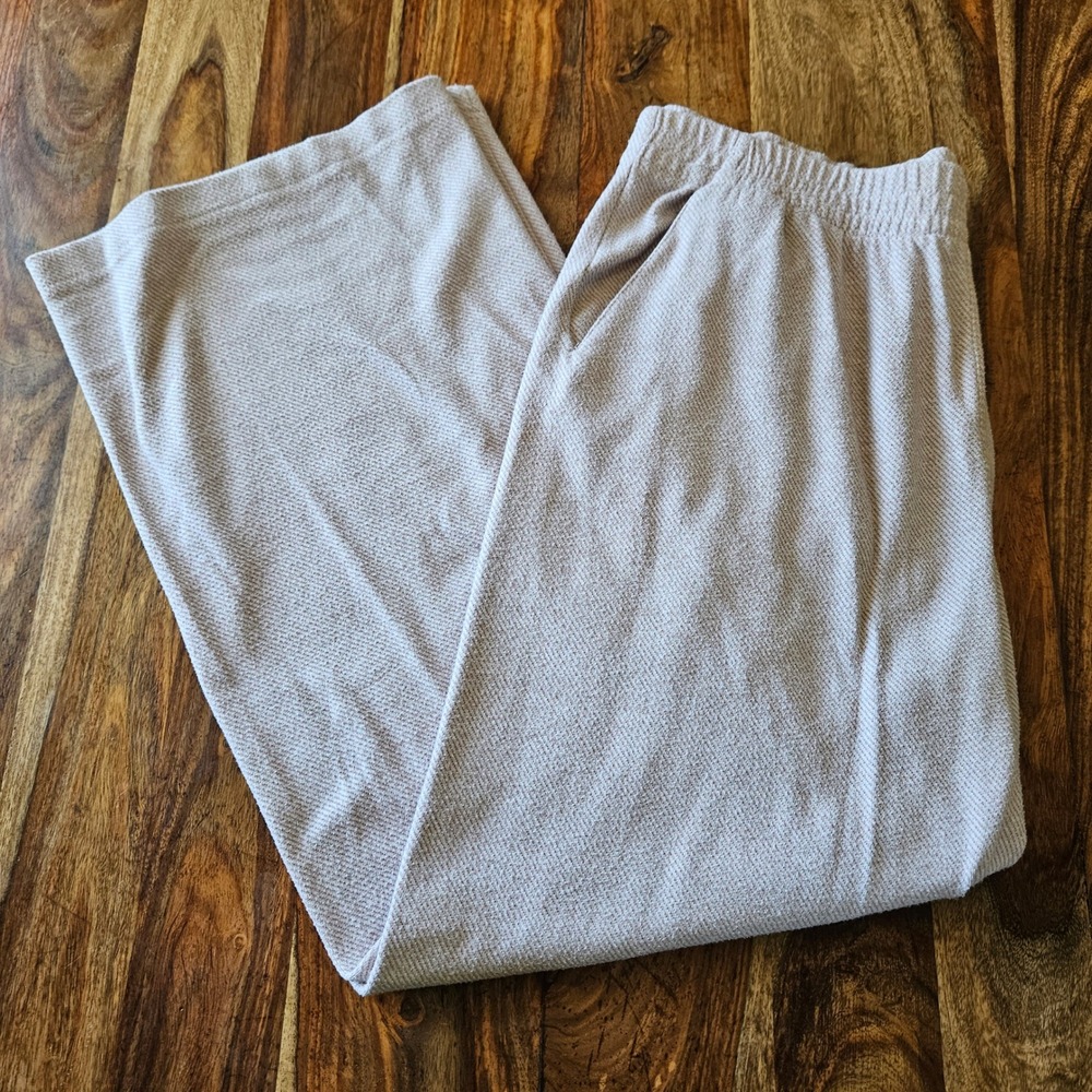 Faherty Women XL Wide Leg Lounge Pants Oatmeal‎ Heather Knit Elastic Waist